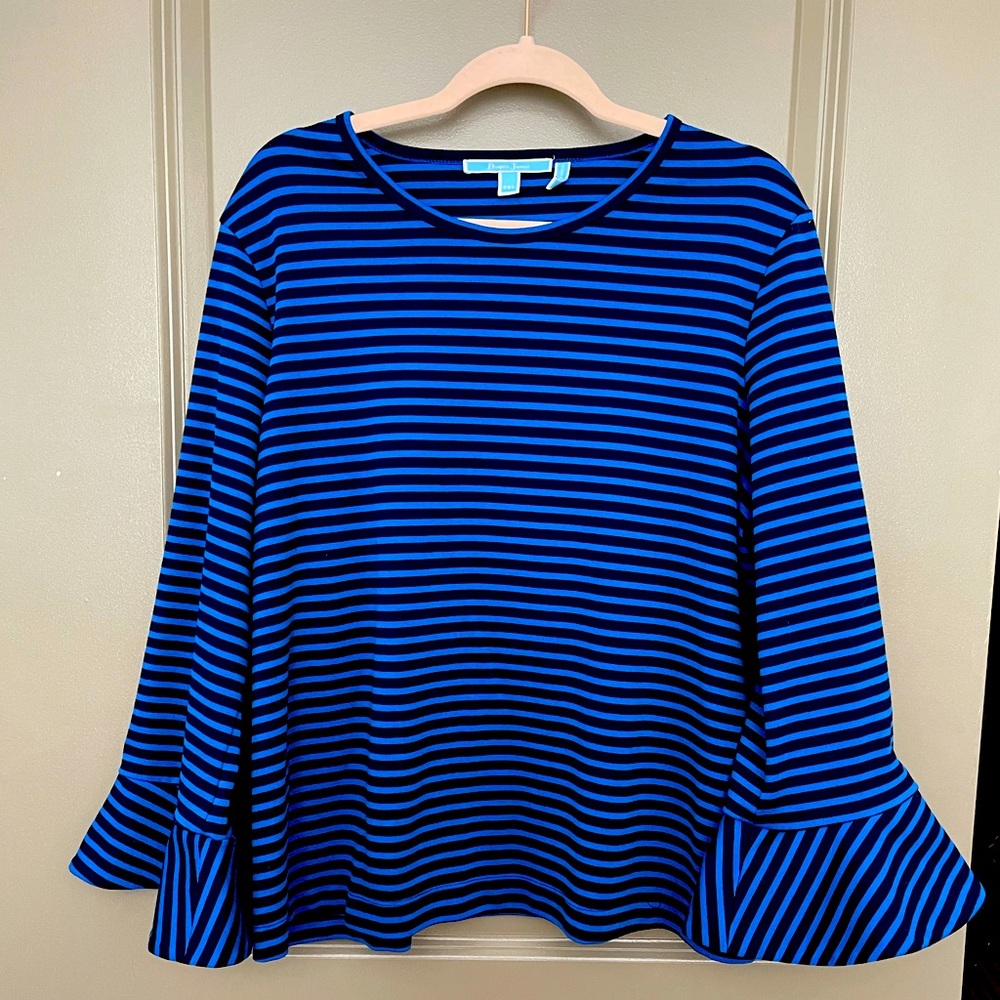Draper James Striped Long Bell Sleeved Top (XXL)